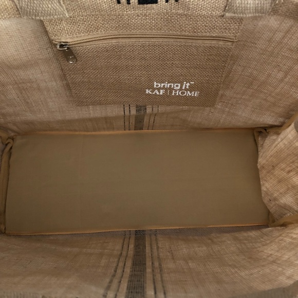 🎁Jute Tote with Black Ticking Stripes NWT - Picture 2 of 3